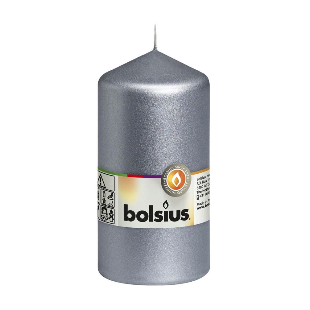Bolsius Silver Pillar Candle 13cm x 7cm £4.94